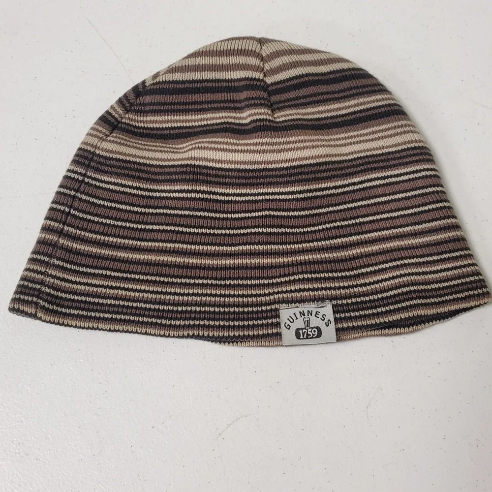 Vintage Guinness Beanie Hat Toucan Mens One Size Cotton Blend Striped Y2K Beer